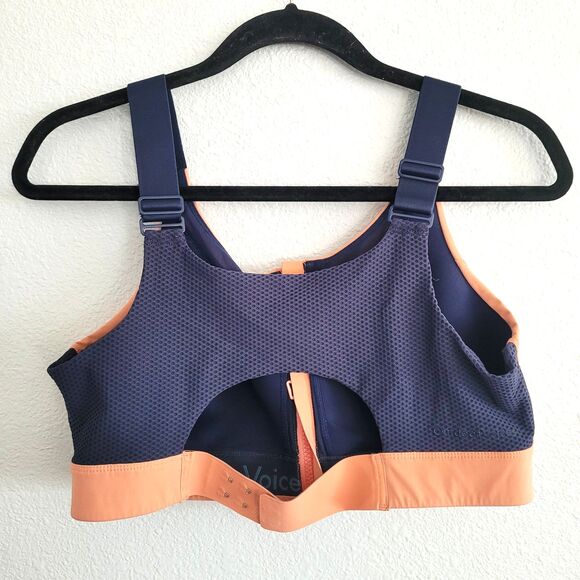 Outdoor Voices Powerhouse Sports Bra Sz L/XL DD Front Zip Melon/Dark Sky Orange - Picture 2 of 5